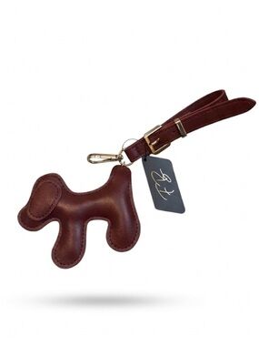 ⭐️Burgundy Faux Leather Dog Keychain Bag Charm